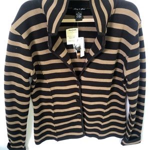 Black and Tan Striped Cardigan NWT